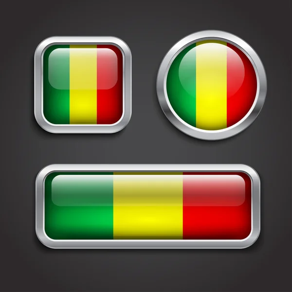 Mali flag glass buttons — Stock Vector