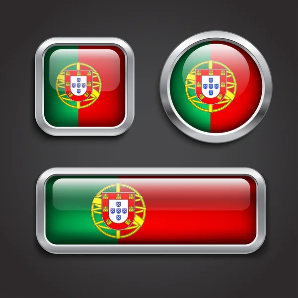 Portugal bandera botones de vidrio — Vector de stock