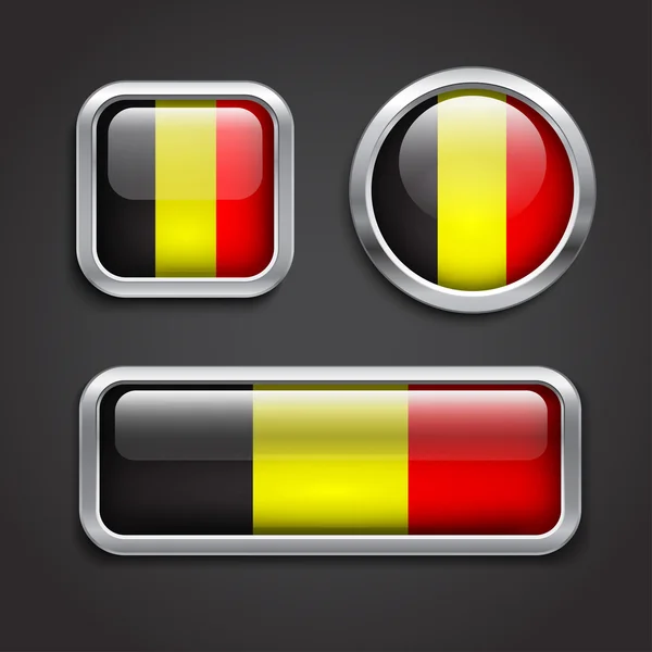 Belgium flag glass buttons — Stock Vector