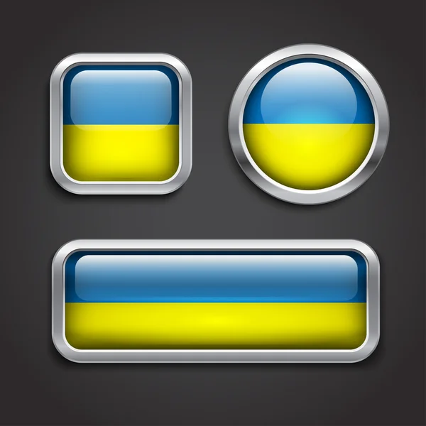 Ucrania bandera botones de vidrio — Vector de stock