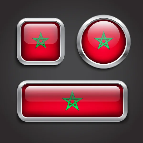 Morocco flag glass buttons — Stock Vector