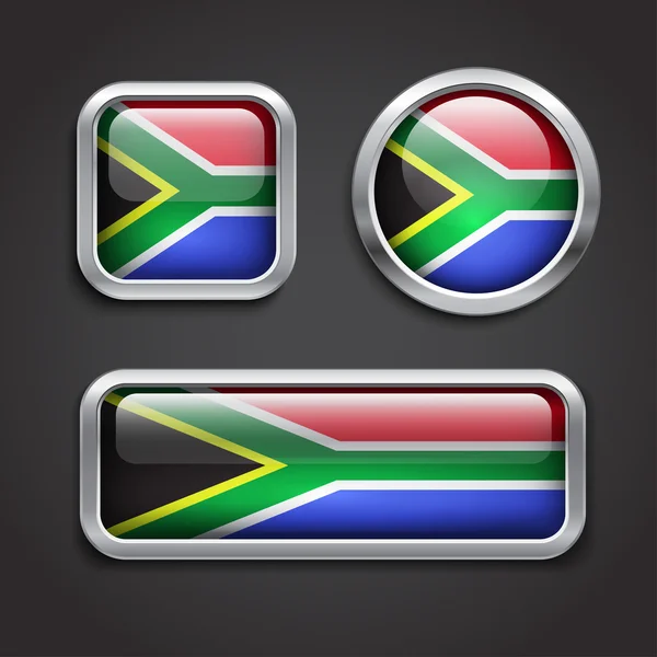 Botones de cristal bandera de Sudáfrica — Vector de stock