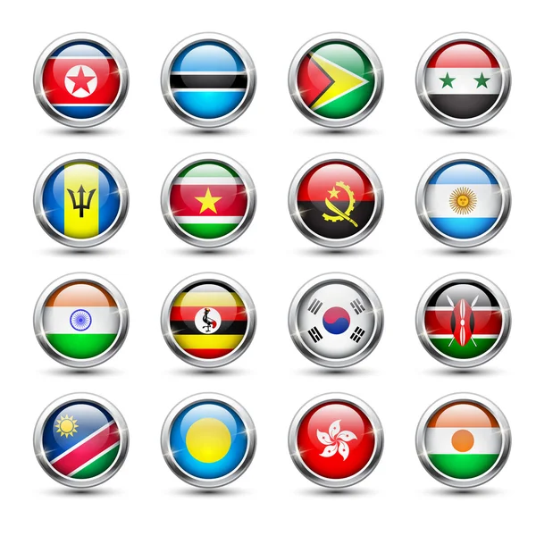 世界国旗玻璃图标 — 图库矢量图片