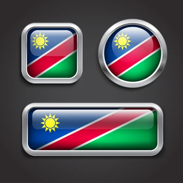 ナミビアの国旗ガラスボタンします。 — ストックベクタ