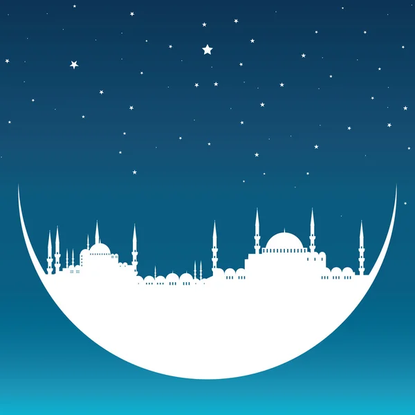 Moon with Mosque — Stock Vector