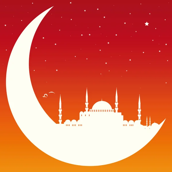 Moon with mosque — Stock Vector