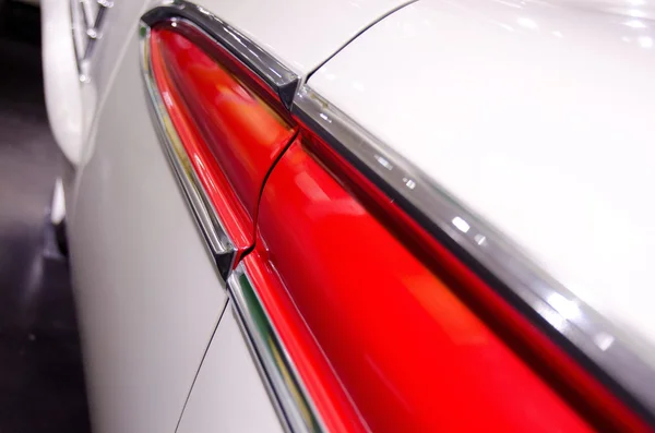 Red and white details of car beauty from 50s