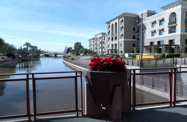 Looking Goldwater Boulevard Arizona Canal South Bridge Scottsdale Stock Image