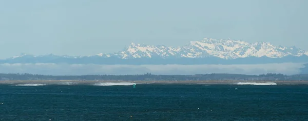 Vista Las Montañas Olímpicas Desde Westport Washington — Foto de Stock