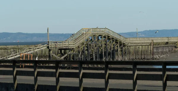 Ponte Legno Rompere Onde Westhaven Cove Westport Grays Harbor — Foto Stock