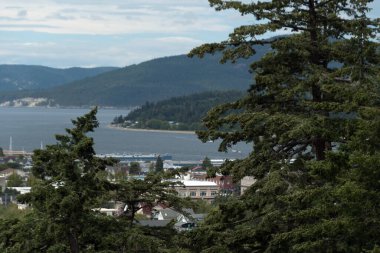 Anacortes marinası, Anacortes, Washington yakınlarındaki Fidalgo ve Guemes adaları arasındaki su geçidi