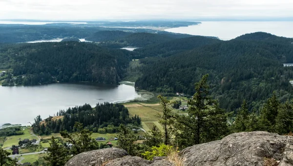 Aerial View Lake Campbell Islands Similk Skagit Bays Looking Mount — 图库照片