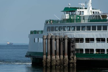 Ferry boat departing Edmonds dock for Kingston, Washington