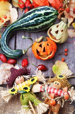 Halloween pumpkins ile iki korkulukları, Natürmort.