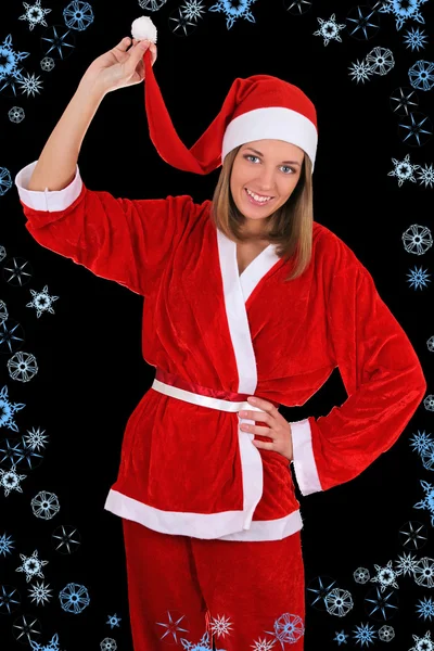 Belle jeune fille en costume de santa clause — Photo