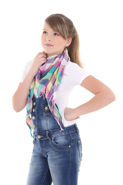 Attractive teenage girl isolated over white — Stock Photo, Image