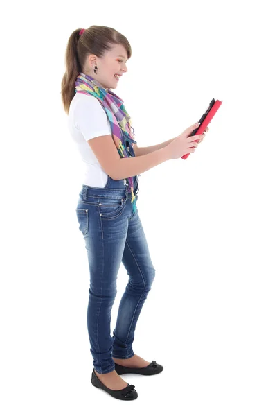 Adolescente, segurando o tablet pc — Fotografia de Stock