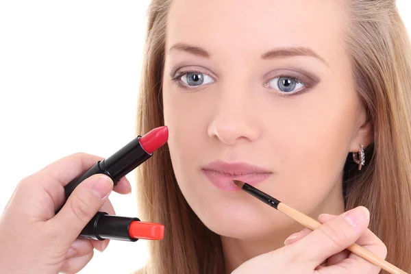 Portrait of woman with lipstick — Stock Photo, Image