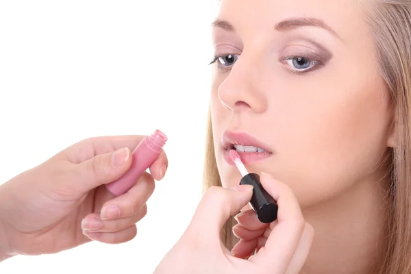 Portrait of woman with red lipstick — Stock Photo, Image