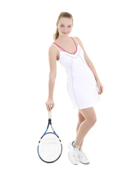 Ung sportig kvinna med tennisracket — Stockfoto