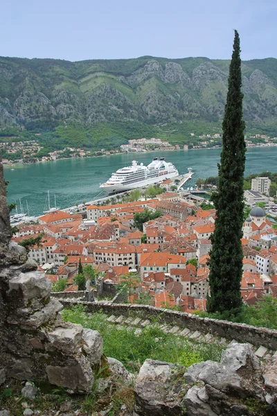 Parte da antiga muralha em kotor — Fotografia de Stock