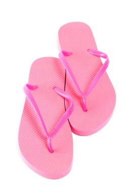 Flip flop ayakkabılar beyaz izole kırmızı yaz