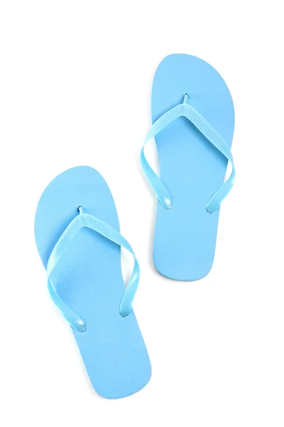 Blauwe flip-flops over Wit — Stockfoto