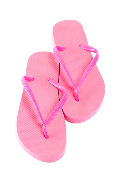 Rode zomer flip flop schoenen geïsoleerd op wit — Stockfoto