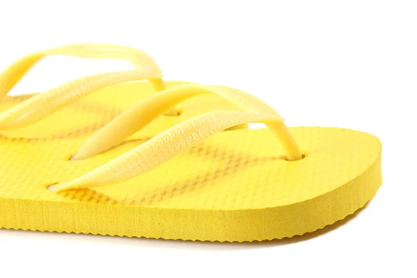 Bild gelb Sommer Flip Flops in weiß — Stockfoto