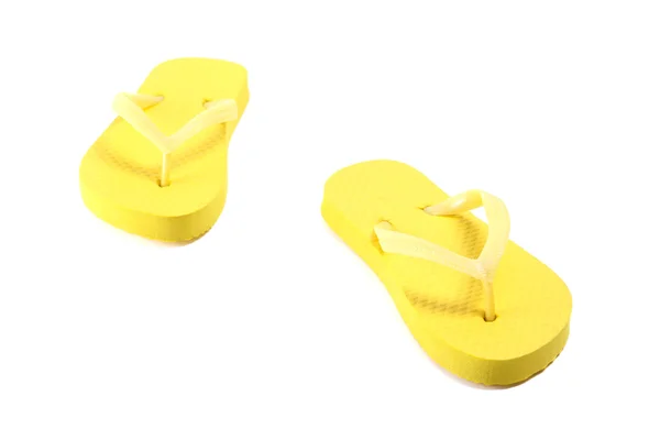 Picture of yellow flip flops over white — Stock Photo, Image