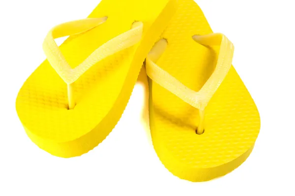 Yellow summer flip flop shoes isolated on white — Stock Photo, Image