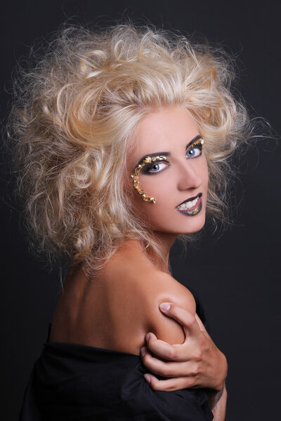 portrait of beautiful seductive blondie girl