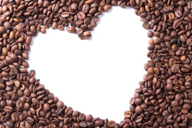 kalp şeklinde kahve çekirdekleri.