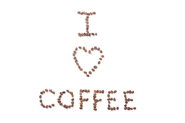 Miluji kávu - text nad bílá — Stock fotografie