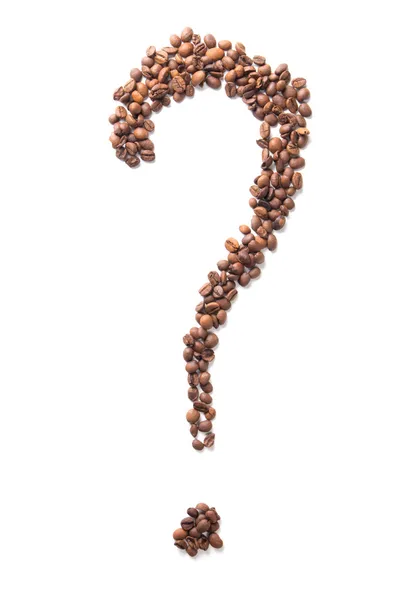 Kaffebönor ordnade som ett frågetecken — Stockfoto
