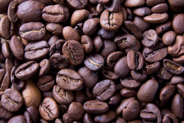 Brown roasted coffee beans, background texture — Stock Photo, Image