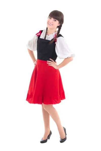 Mladá žena v typické bavorské šaty dirndl — Stock fotografie
