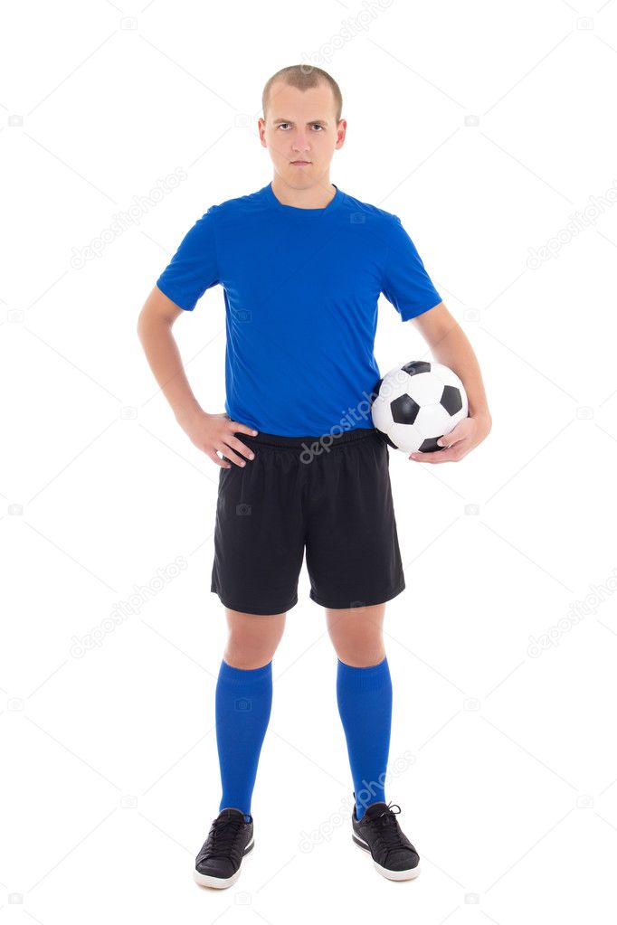 soccer player with a ball on white background