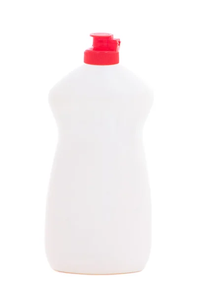 Plastic bottle of dishwashing liquid isolated on white — Stock Photo, Image