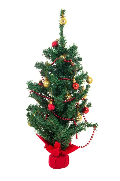 Διακοσμημένο χριστουγεννιάτικο δέντρο σε λευκό φόντο — Φωτογραφία Αρχείου