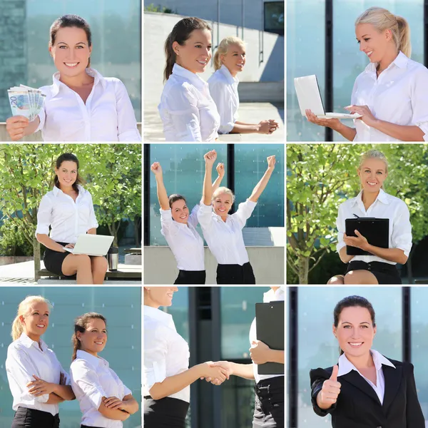 Collage of business women posing - outdoor photos — Stock Photo, Image