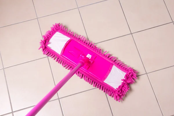 Tile floor washing with a mop — Stock Photo, Image