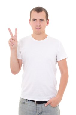Beyaz tişört genç çekici adam 