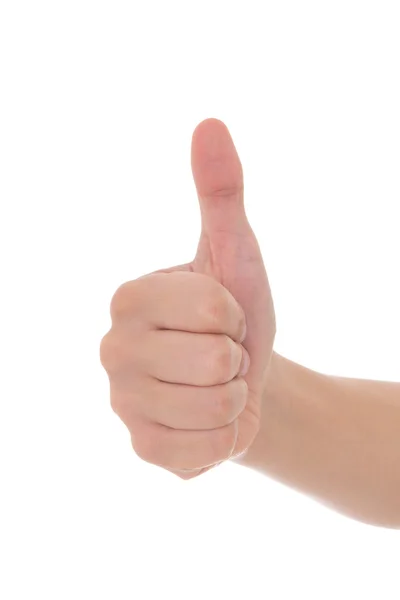 Male hand thumbs up isolated on white — Stock Photo, Image