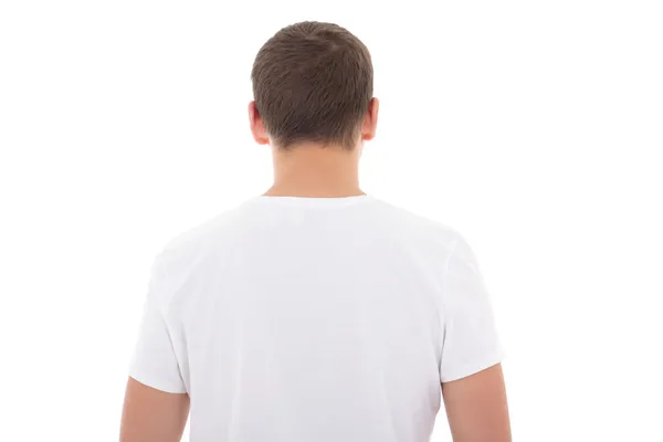 Back view of white t-shirt on a man isolated over white Royalty Free Stock Images