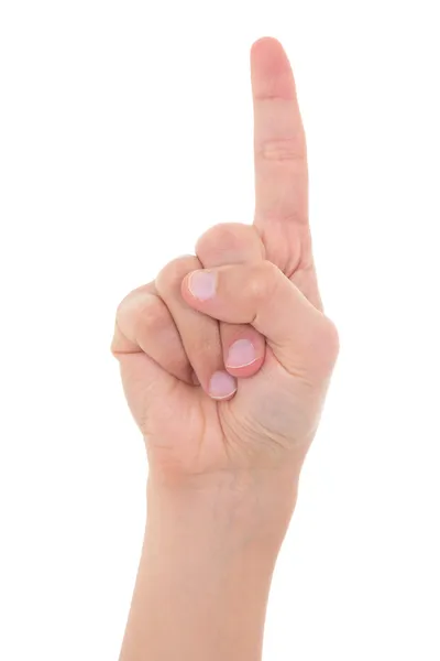 Mão com dedo indicador isolado sobre fundo branco — Fotografia de Stock