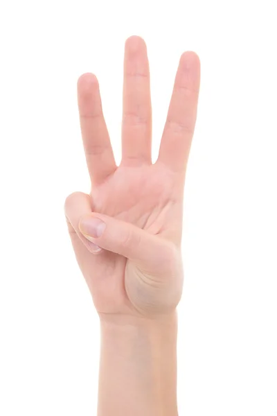 Isolated female hand showing the number three — Stock Photo, Image