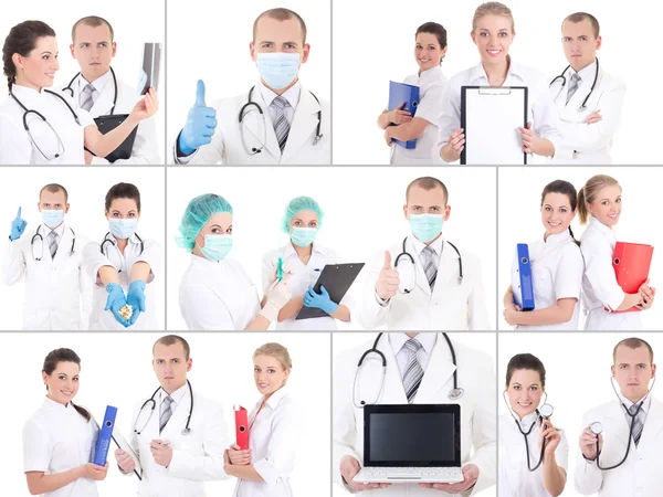 Collage di giovani medici al lavoro — Foto Stock