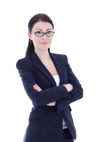 Portrait of young attractive business woman isolated on white — Stock Photo, Image