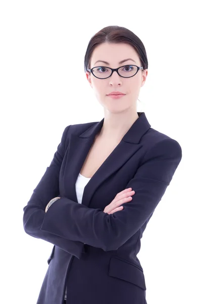 Portret kobiety biznes w okularach na białym tle na Zielone Świątki — Zdjęcie stockowe